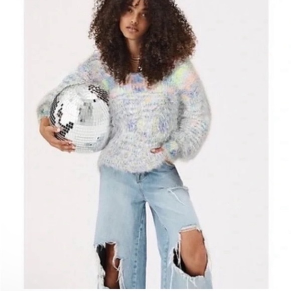 Free People Gelato Pullover Oversized Sweater Galaxy Combo Color Sz XSmall EUC - Picture 3 of 14